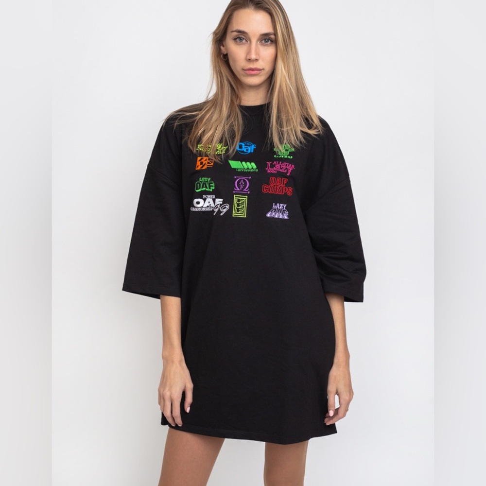 Lazy Oaf Black Graphic Raglan T Shirt Dress